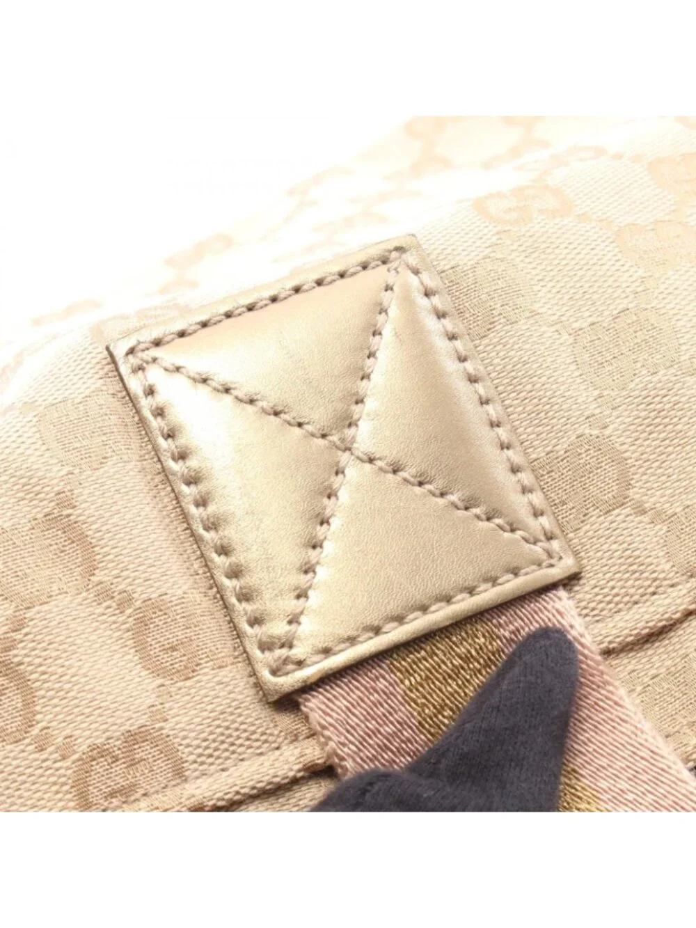 Gucci Tote Bag GG Canvas Sherry Line Gold Beige Pink